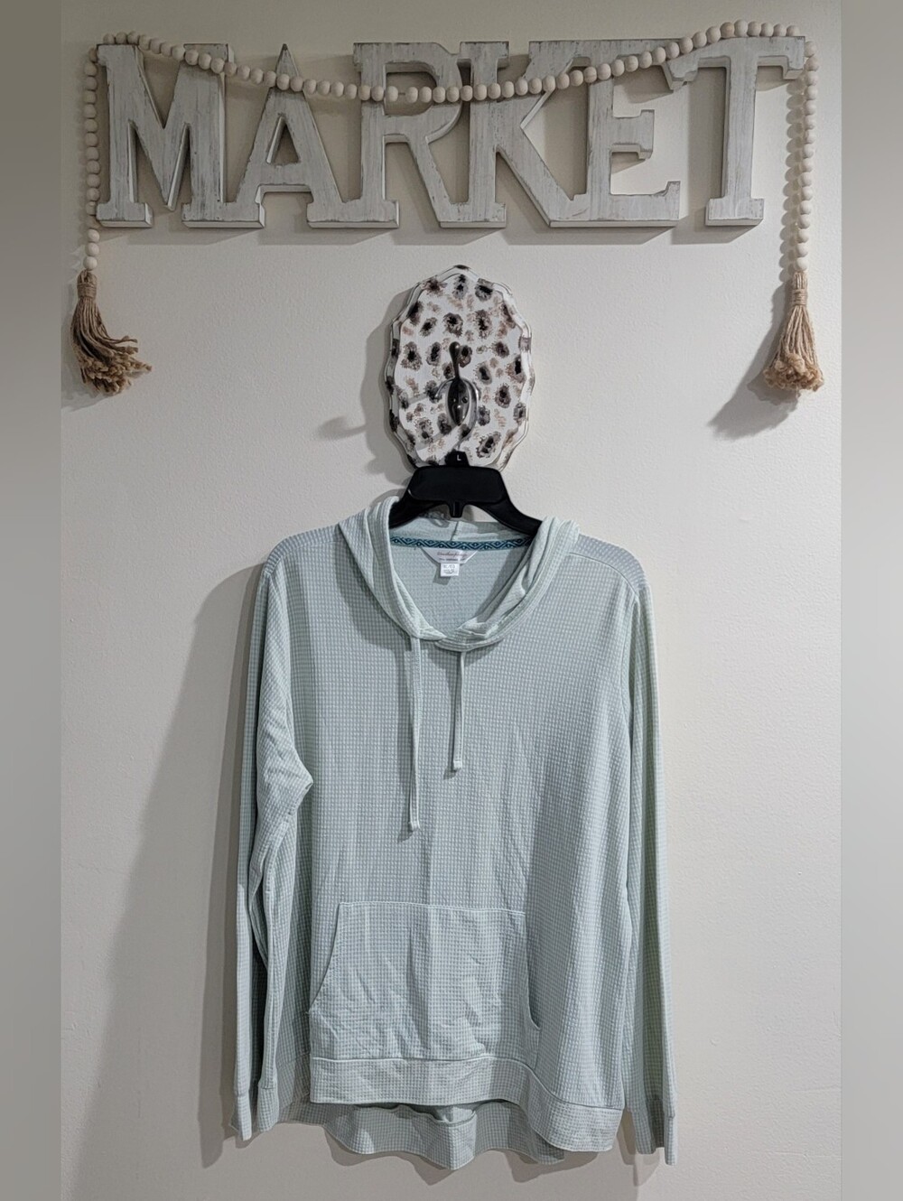 Vintage Light Mint Green Long Sleeve Hooded Tee